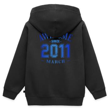 March 2011 - Birthday in March Awesome - Kids Premium Organic Zip-up Hoodie - black - Back - AI Model Kid Male (0cm)