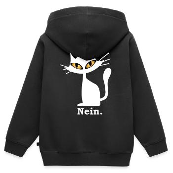 Nein Katze lustig grimmige Katze böser Blick - Kinder Premium Organic Zip Hoodie - Schwarz - Hinten - AI Model Kid Male (0cm)