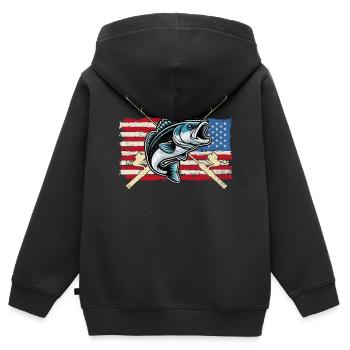 Poisson bar - Sweat Premium à capuche zippé enfant bio - noir - Dos - AI Model Kid Male (0cm)