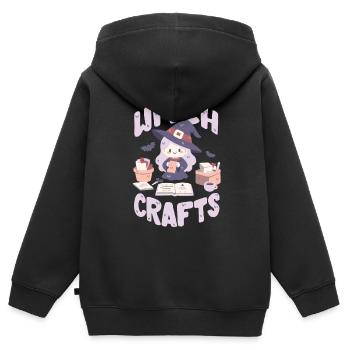La sorcellerie, c’est quand la sorcière bricole - Sweat Premium à capuche zippé enfant bio - noir - Dos - AI Model Kid Male (0cm)