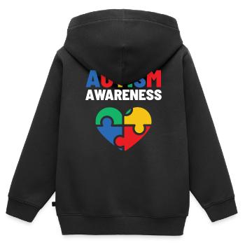 Autismus Awareness Day Autist Geschenk - Kinder Premium Organic Zip Hoodie - Schwarz - Hinten - AI Model Kid Male (0cm)