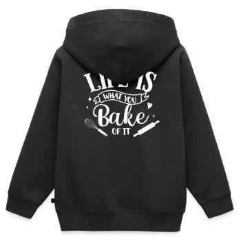 Bäcker Bäckerein Backwaren Backen Geschenk - Kinder Premium Organic Zip Hoodie - Schwarz - Hinten - AI Model Kid Male (0cm)