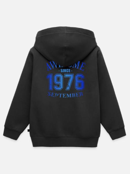 September 1976 - Geburtstag im September Awesome - Hoodie Premium med dragkedja barn ekologisk - svart
