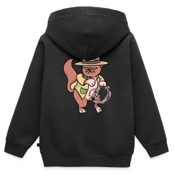 Chat Wild West Cowboy Ranch Lasso Hippie - Sweat Premium à capuche zippé enfant bio - noir - Dos - AI Model Kid Male (0cm)
