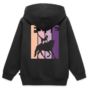 Liebt Pferd Voltigieren Geschenk - Kinder Premium Organic Zip Hoodie - Schwarz - Hinten - AI Model Kid Male (0cm)