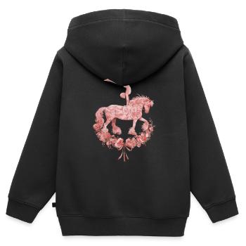 Liebt Pferd Voltigieren Geschenk - Kinder Premium Organic Zip Hoodie - Schwarz - Hinten - AI Model Kid Male (0cm)
