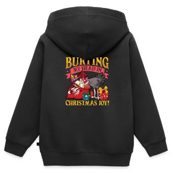Bouquet de Noël - Sweat Premium à capuche zippé enfant bio - noir - Dos - AI Model Kid Male (0cm)