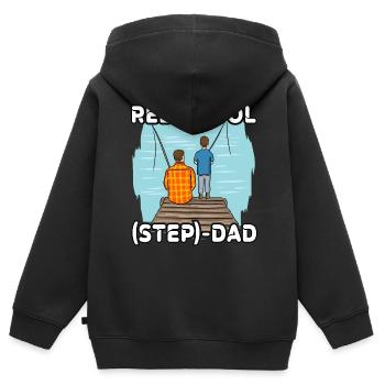 Reel Cool Step Dad - Kids Premium Organic Zip-up Hoodie - black - Back - AI Model Kid Male (0cm)