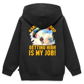 Papa paramoteur se défoncer est mon travail - Sweat Premium à capuche zippé enfant bio - noir - Dos - AI Model Kid Male (0cm)