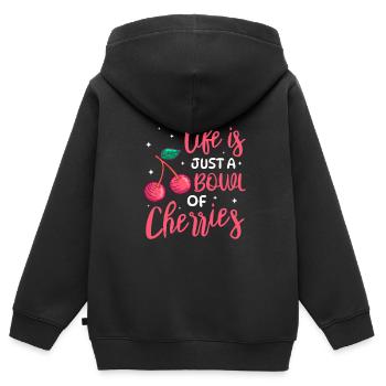 Kirsche Kirschbaum Kirschblüte Frucht Geschenk - Kinder Premium Organic Zip Hoodie - Schwarz - Hinten - AI Model Kid Male (0cm)