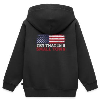 Pays - Sweat Premium à capuche zippé enfant bio - noir - Dos - AI Model Kid Male (0cm)