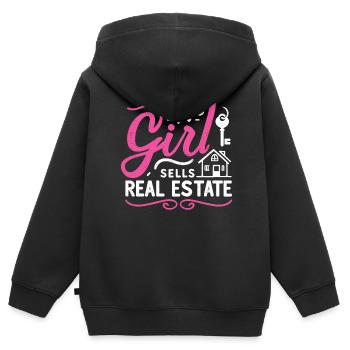 Immobilienmakler - Kinder Premium Organic Zip Hoodie - Schwarz - Hinten - AI Model Kid Male (0cm)