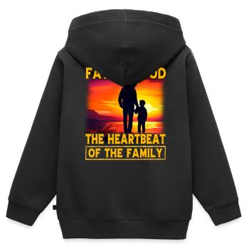 La paternité, le cœur de la famille - Sweat Premium à capuche zippé enfant bio - noir - Dos - AI Model Kid Male (0cm)