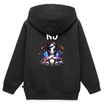 Pferd Lustiger Spruch Nö für Pferdeliebhaber - Kinder Premium Organic Zip Hoodie - Schwarz - Hinten - AI Model Kid Male (0cm)