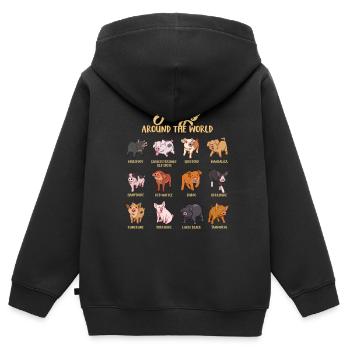 Verschiedene Cartoon Schweine - Kinder Premium Organic Zip Hoodie - Schwarz - Hinten - AI Model Kid Male (0cm)
