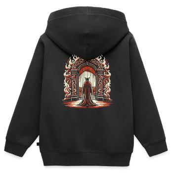 Teufel an den Toren der Hölle - Kinder Premium Organic Zip Hoodie - Schwarz - Hinten - AI Model Kid Male (0cm)