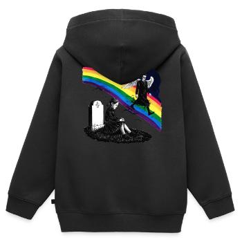 Fille papa Ange en deuil - Sweat Premium à capuche zippé enfant bio - noir - Dos - AI Model Kid Male (0cm)