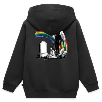 Père Fille Tombeau de deuil - Sweat Premium à capuche zippé enfant bio - noir - Dos - AI Model Kid Male (0cm)