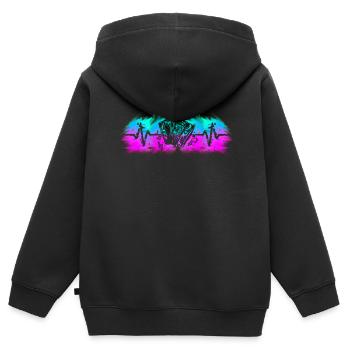 Ziehharmonika-Spieler Harmonica-Musiker - Kinder Premium Organic Zip Hoodie - Schwarz - Hinten - AI Model Kid Male (0cm)