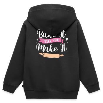 Bäcker Bäckerein Backwaren Backen Geschenk - Kinder Premium Organic Zip Hoodie - Schwarz - Hinten - AI Model Kid Male (0cm)