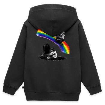 Fille papa Ange en deuil - Sweat Premium à capuche zippé enfant bio - noir - Dos - AI Model Kid Male (0cm)
