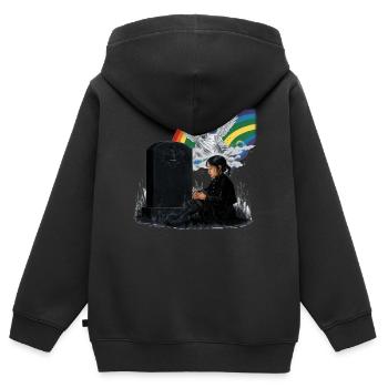 Fille papa Ange en deuil - Sweat Premium à capuche zippé enfant bio - noir - Dos - AI Model Kid Male (0cm)