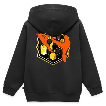 Capoeira - Sweat Premium à capuche zippé enfant bio - noir - Dos - AI Model Kid Male (0cm)