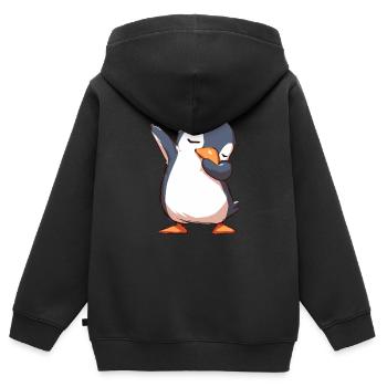 Pingouin Sondage Kawaii Pingouin Mignon - Sweat Premium à capuche zippé enfant bio - noir - Dos - AI Model Kid Male (0cm)