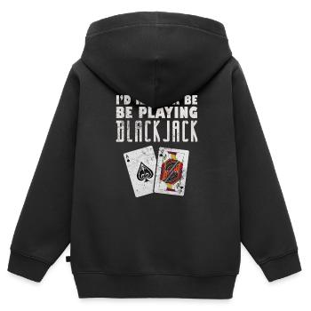 Black Jack Blackjack Kartenspiel Casino Geschenk - Kinder Premium Organic Zip Hoodie - Schwarz - Hinten - AI Model Kid Male (0cm)