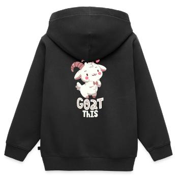 Ziegen-Wortwitz - Kinder Premium Organic Zip Hoodie - Schwarz - Hinten - AI Model Kid Male (0cm)