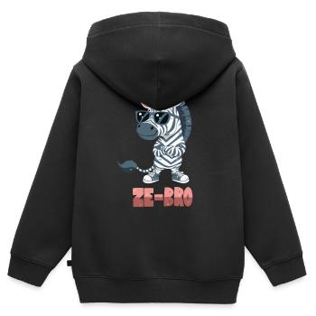Zebra-Wortwitz - Kinder Premium Organic Zip Hoodie - Schwarz - Hinten - AI Model Kid Male (0cm)