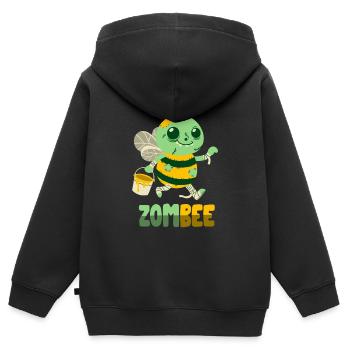 Zombie-Biene: Zombee - Kinder Premium Organic Zip Hoodie - Schwarz - Hinten - AI Model Kid Male (0cm)