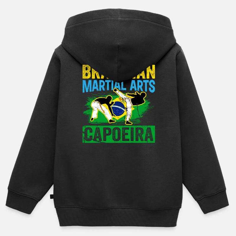 Arts Martiaux brésiliens Capoeira - Sweat Premium à capuche zippé enfant bio - noir