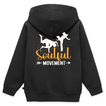Seelenvolle Bewegung - Kinder Premium Organic Zip Hoodie - Schwarz - Hinten - AI Model Kid Male (0cm)