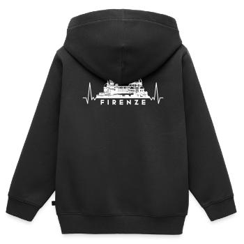 Heartbeat Skyline Italie Florence-Florence - Sweat Premium à capuche zippé enfant bio - noir - Dos - AI Model Kid Male (0cm)