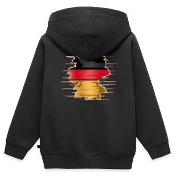 Deutschland Deutscher Deutsch GER Almanya Alemania - Kinder Premium Organic Zip Hoodie - Schwarz - Hinten - AI Model Kid Male (0cm)