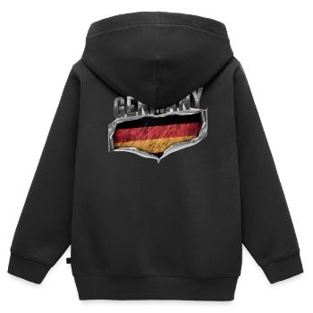 Deutschland Deutscher Deutsch GER Almanya Alemania - Kinder Premium Organic Zip Hoodie - Schwarz - Hinten - AI Model Kid Male (0cm)