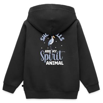 Animal préféré - bec-en-sabot - Sweat Premium à capuche zippé enfant bio - noir - Dos - AI Model Kid Male (0cm)