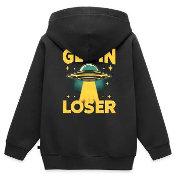 Entrez dans un perdant - Funny Alien Ufo - Sweat Premium à capuche zippé enfant bio - noir - Dos - AI Model Kid Male (0cm)