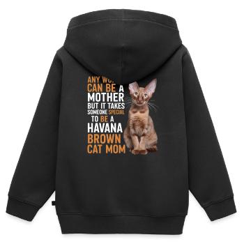 Katze Havanna Braun Geschenk - Kinder Premium Organic Zip Hoodie - Schwarz - Hinten - AI Model Kid Male (0cm)