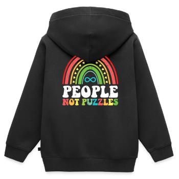 Autisme - Sweat Premium à capuche zippé enfant bio - noir - Dos - AI Model Kid Male (0cm)