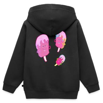 Sommer Sommerzeit Eiskreme Eis Eiscrem Kind - Kinder Premium Organic Zip Hoodie - Schwarz - Hinten - AI Model Kid Male (0cm)