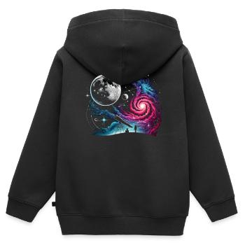 Astronomie Teleskop Weltraum - Kinder Premium Organic Zip Hoodie - Schwarz - Hinten - AI Model Kid Male (0cm)