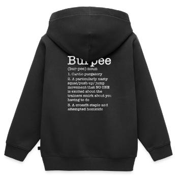 Burpees - Kinder Premium Organic Zip Hoodie - Schwarz - Hinten - AI Model Kid Male (0cm)