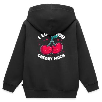Kirsche Kirschbaum Kirschblüte Frucht Geschenk - Kinder Premium Organic Zip Hoodie - Schwarz - Hinten - AI Model Kid Male (0cm)