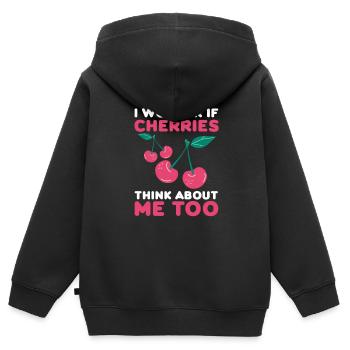 Kirsche Kirschbaum Kirschblüte Frucht Geschenk - Kinder Premium Organic Zip Hoodie - Schwarz - Hinten - AI Model Kid Male (0cm)