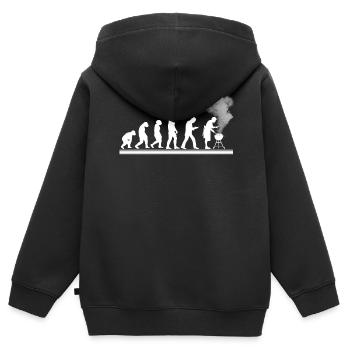 BBQ Barbecue Evolution grillen Barbecue-Grill - Kinder Premium Organic Zip Hoodie - Schwarz - Hinten - AI Model Kid Male (0cm)
