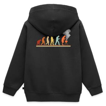 BBQ Barbecue Evolution grillen Barbecue-Grill - Kinder Premium Organic Zip Hoodie - Schwarz - Hinten - AI Model Kid Male (0cm)
