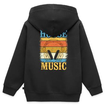 House Musik - Kinder Premium Organic Zip Hoodie - Schwarz - Hinten - AI Model Kid Male (0cm)