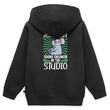 Poids lourd à la table de mixage - Ingénieur du son - Sweat Premium à capuche zippé enfant bio - noir - Dos - AI Model Kid Male (0cm)
